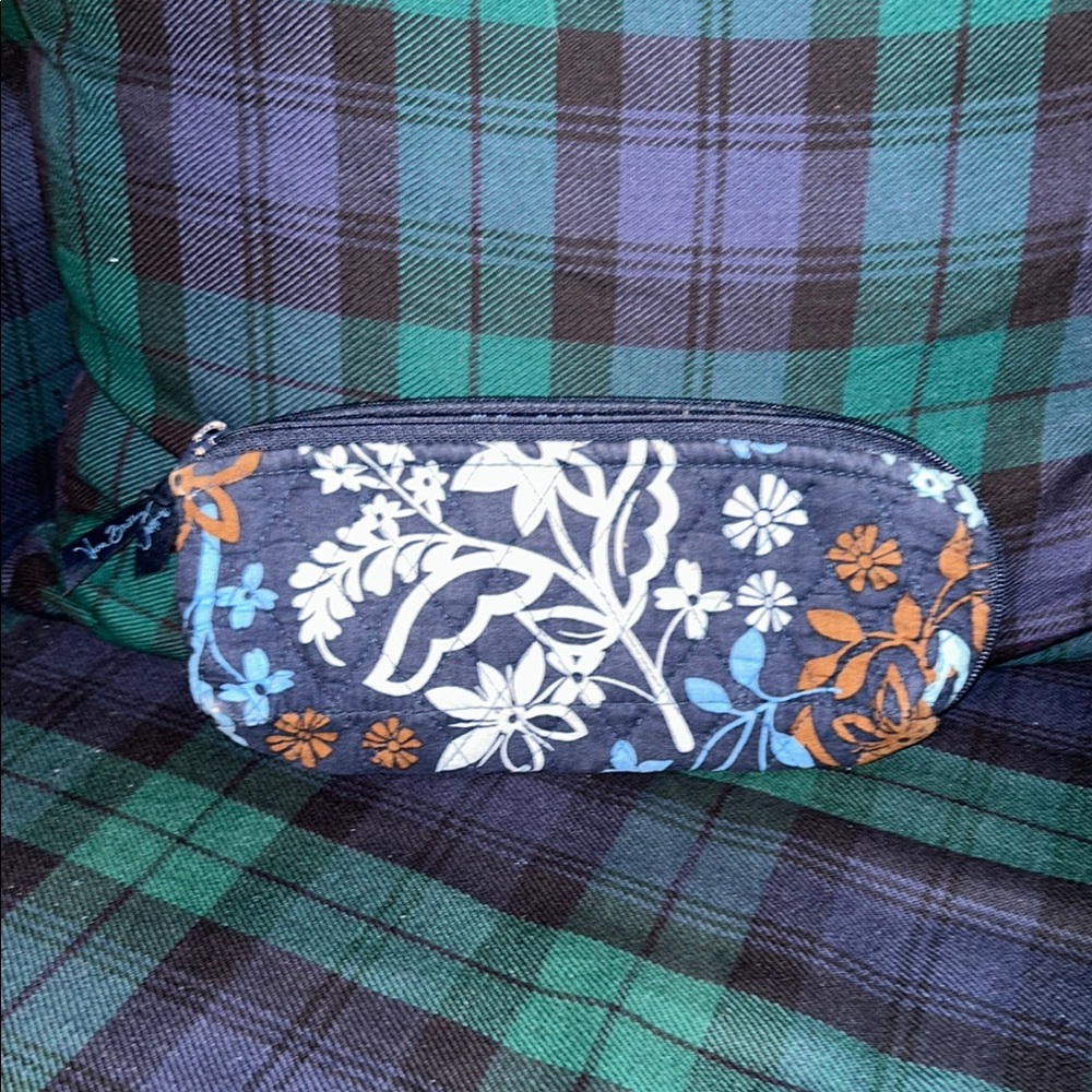 Vera Bradley Floral Pouch - Black, White, Blue, Orange